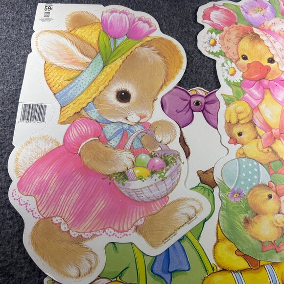 Vtg Easter Cardboard Die Cut Decor Lot of 3 Spring Bunnys Ducks Eggs Peeps - Picture 16 of 16